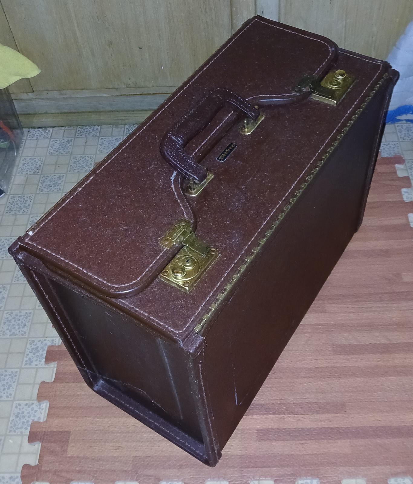 Vintage Stebco Briefcase Attache Catalog Case Hardsided Brown Leather One Key