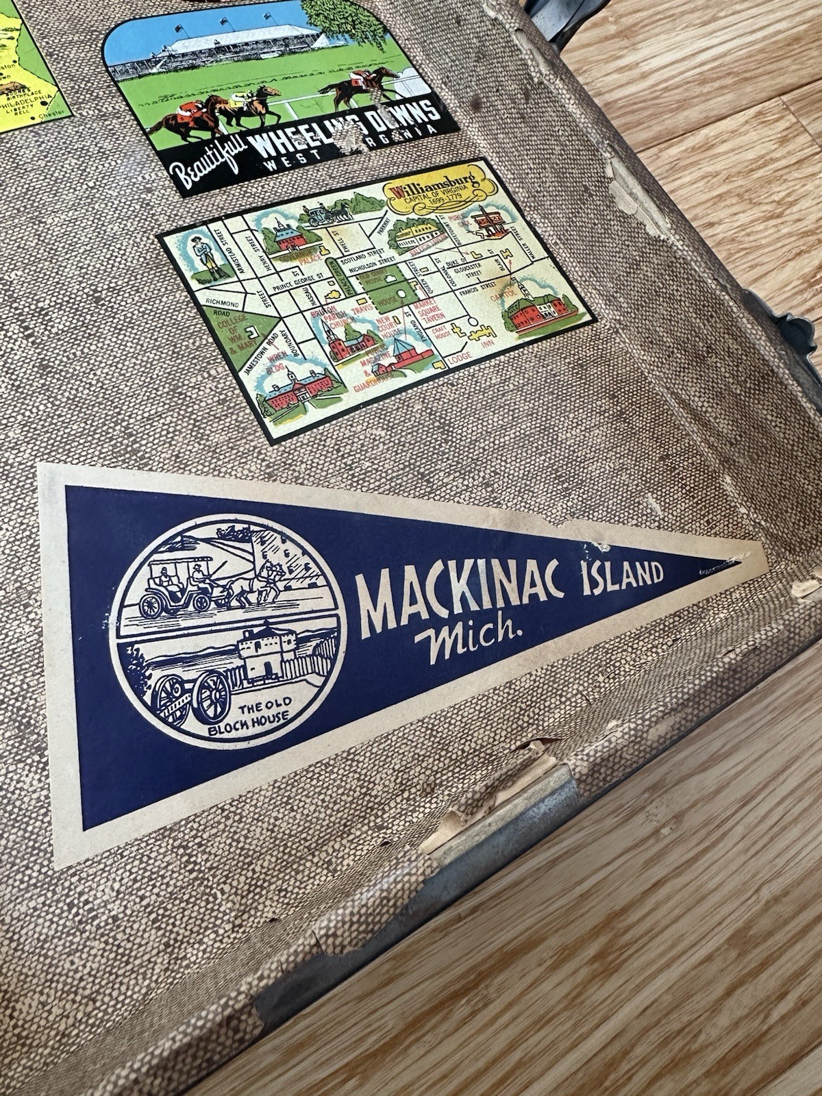 Vintage Travel Sticker Suitcase Train Case 25 Decals Chicago Canada Mid Century