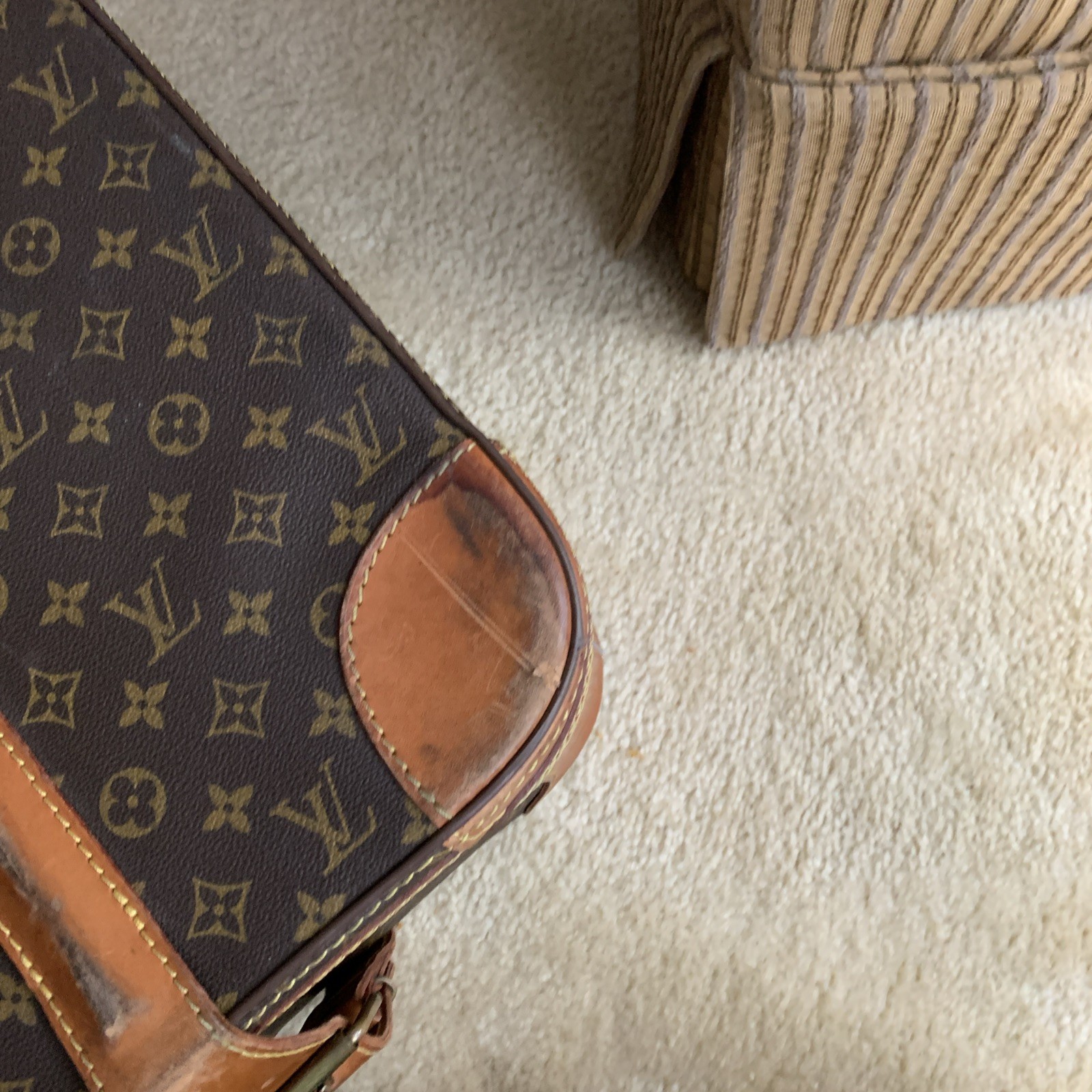 Auth Vintage Louis Vuitton Monogram Stratos 60 M23236 Trunk Case W/divider