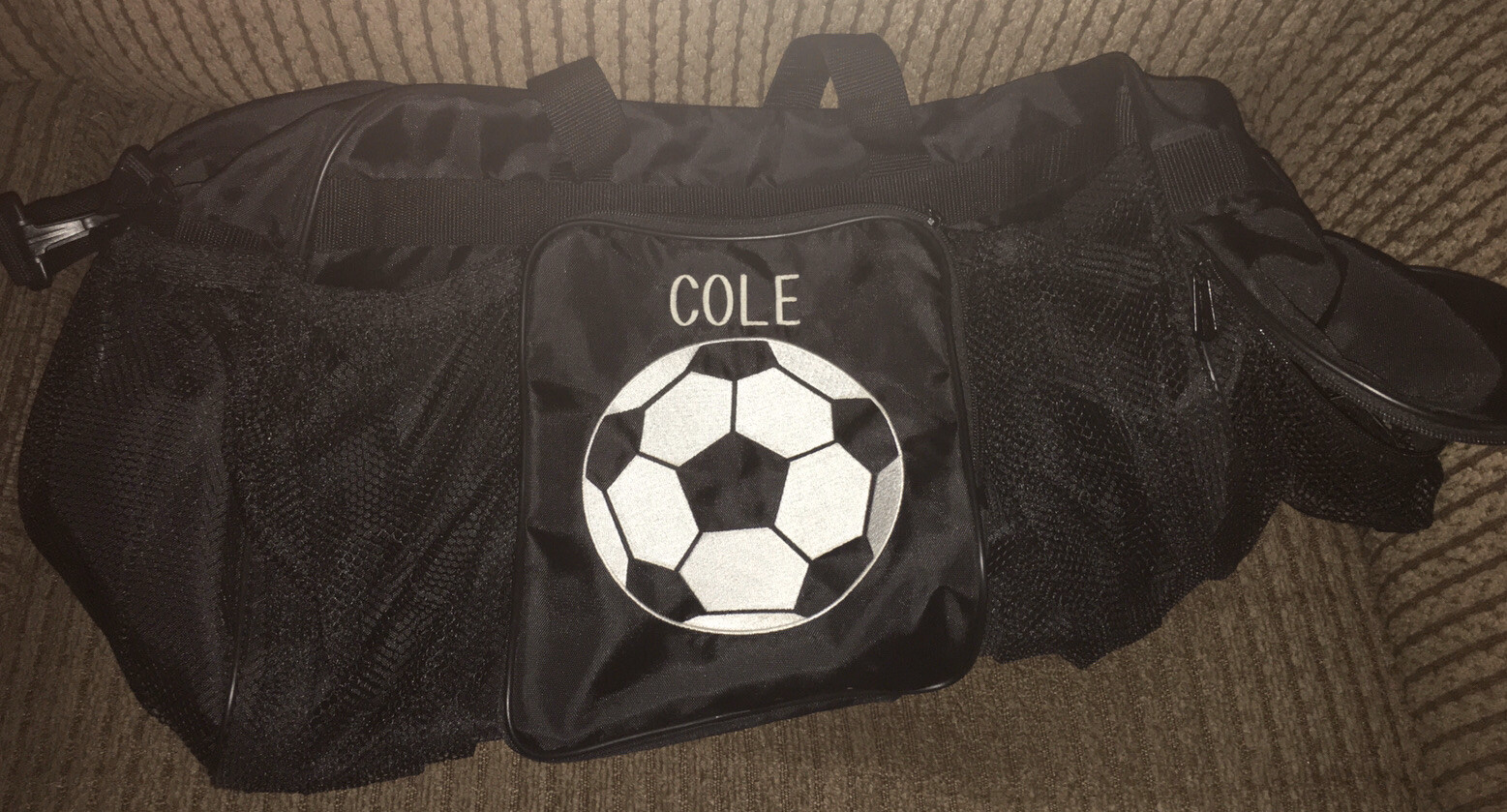 Vintage Lillian Vernon “COLE” Embroidered Soccer Travel Duffle Bag