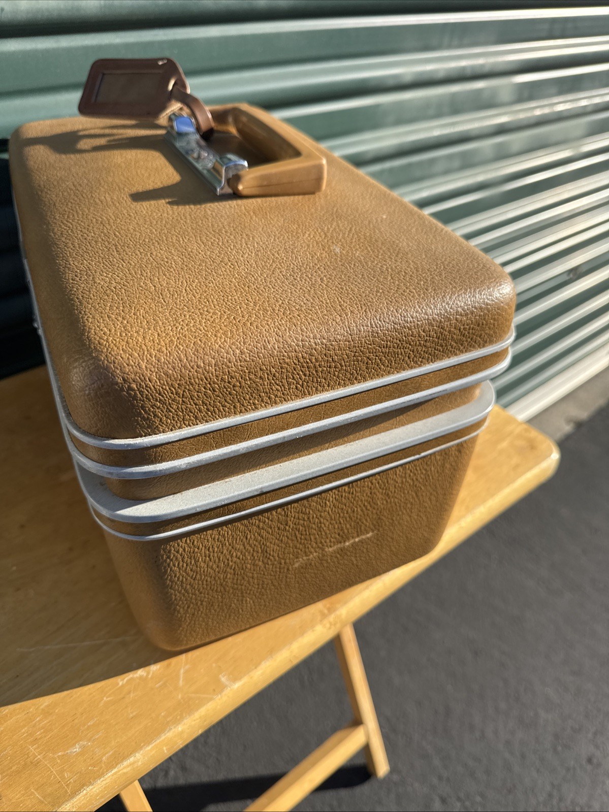 Vintage Sears Courier by Samsonite Train Case Brown w/ Tray Mirror