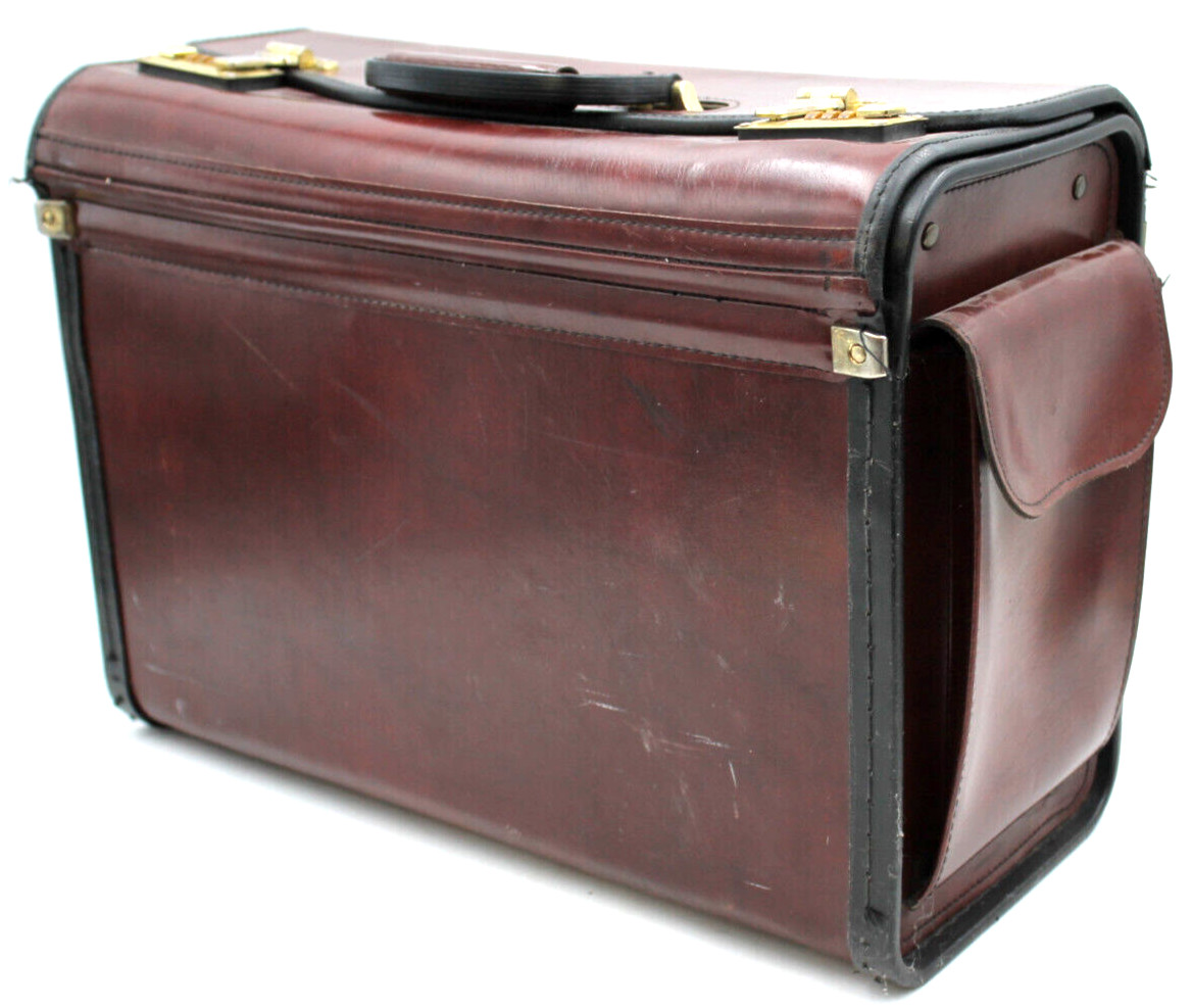 8x12x18″ Brandy Wine Red Leather Audit Attorney Bag Attache Satchel Comb Lock+++