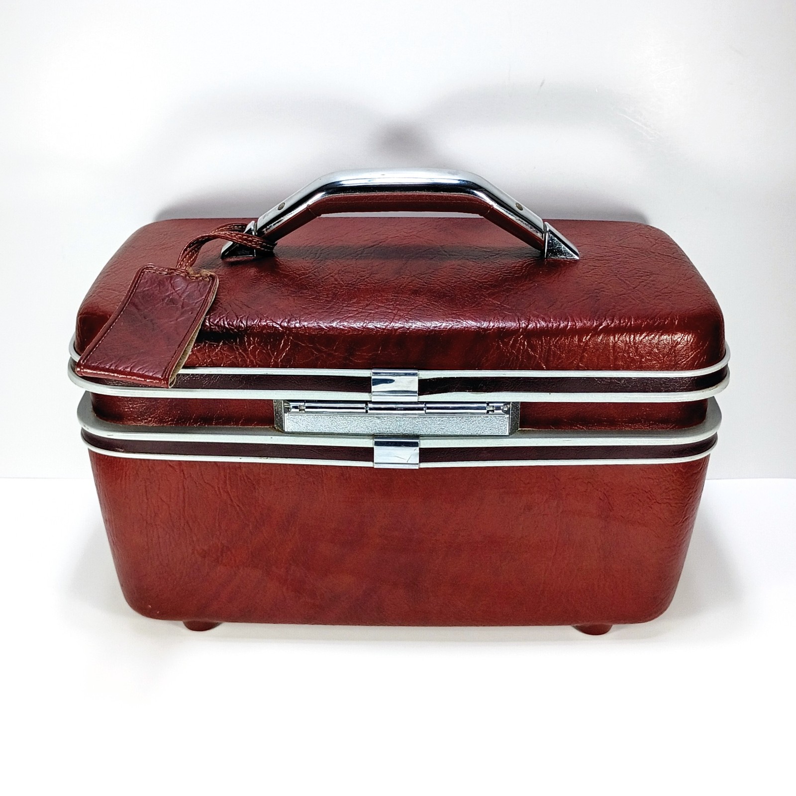 Samsonite Silhouette II Train Case Burgundy With Mirror And Cosmetic Bag NO TRAY