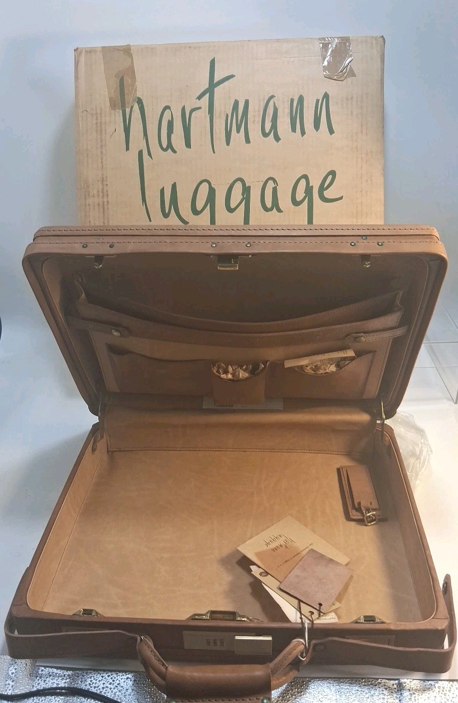 Vtg Hartmann Luggage Belting Leather Hard-Top Briefcase Bag 18.5×14.5×5 read Loo