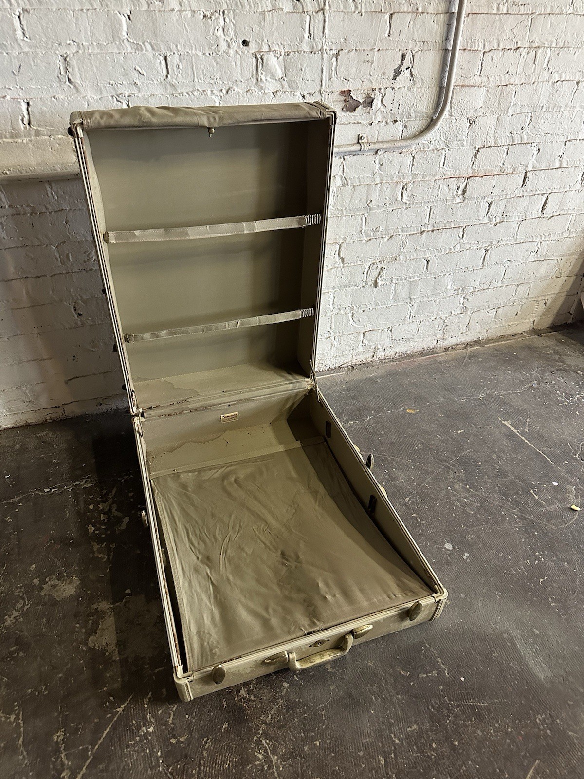 Vintage Marble White Samsonite Suitcase Luggage Train Wardrobe Overnight Rawhide