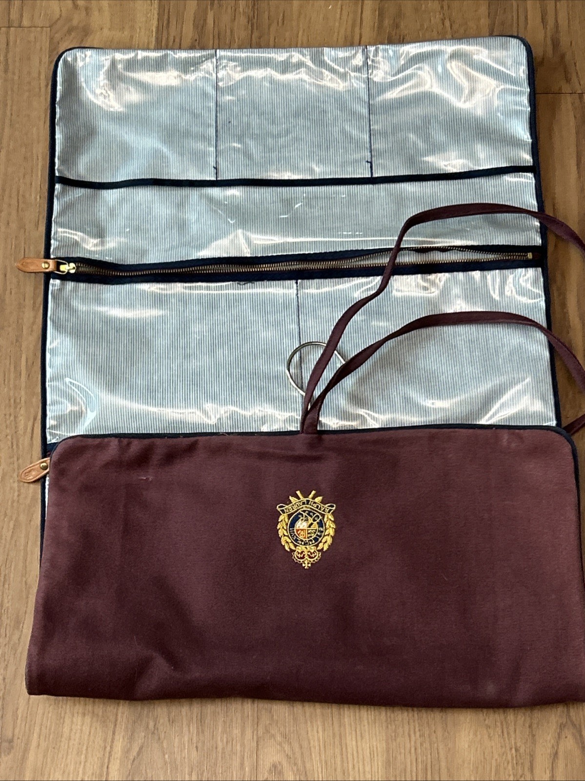 VTG Ralph Lauren Canvas Folding Travel Organizer Jewelry Bag Bullion Wire Crest