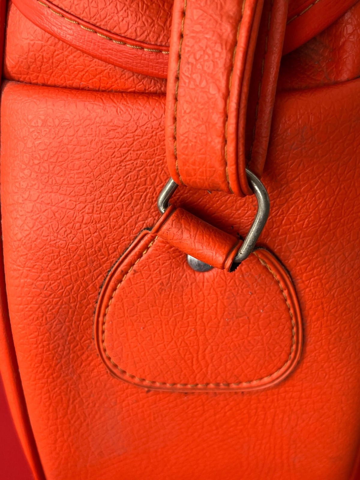 VTG 60s 70s Blaze Orange Overnight Bag Hippy Mod YKK Retro Travel Retro