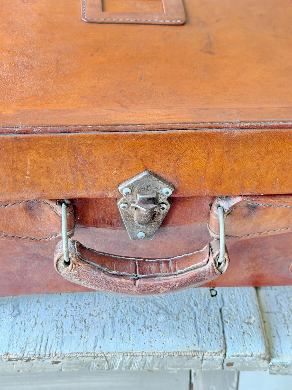 RARE Vintage French Leather Suitcase General Jacques Humbert Luggage WWII Milit