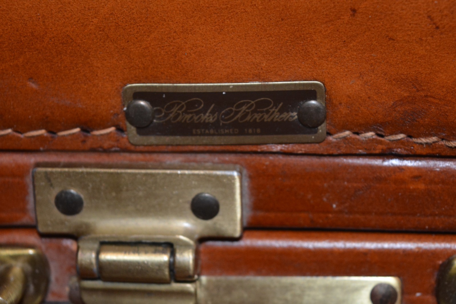 VTG BROOKS BROTHERS Suitcase Leather Tweed Brass CORBIN SESAMEE LOCK