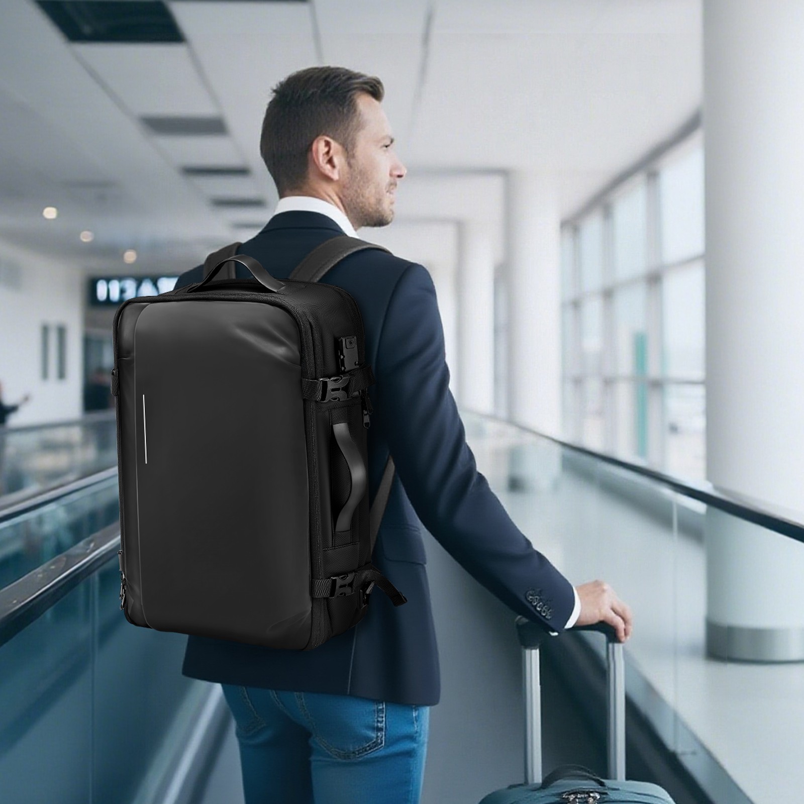 VEVOR Vacuum Travel Backpack 65L Vacuum Seal Compression Airback with Pump Black