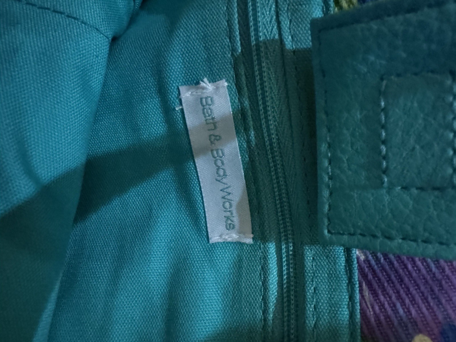 90s Vtg Bath & Body Works Canvas Travel Tote Bag Handles Green PurpleFlowers NWT