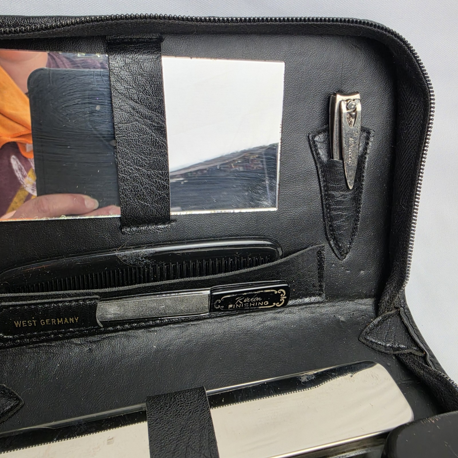 Vintage Men’s Leather Travel Toiletry Grooming Kit Case Made In West Germany