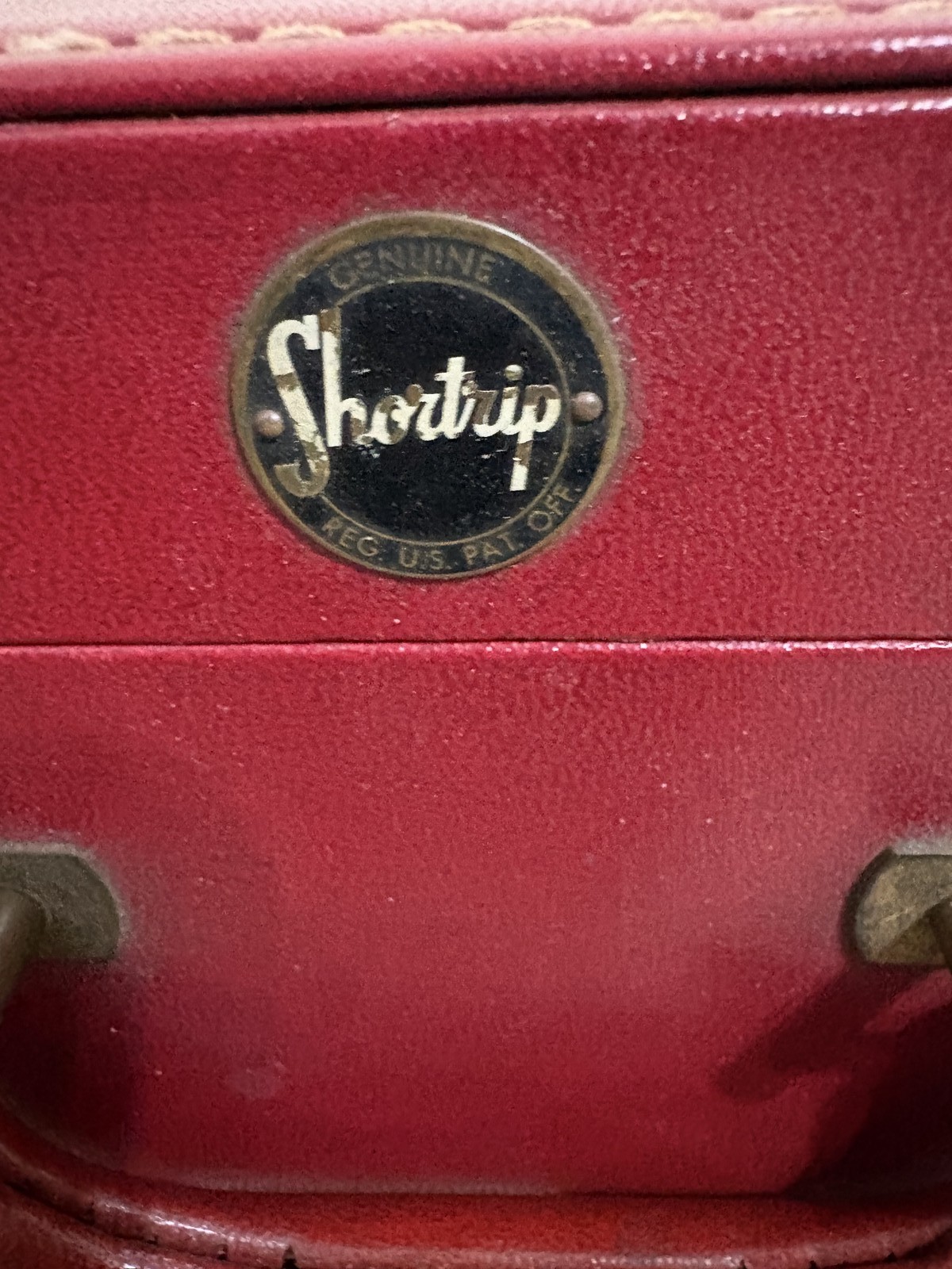 Vintage Shortrip Red Vanity Train Case Luggage w/ Mirror & Key Tag Mid-Century