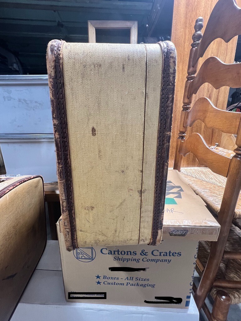 2 – 1940’s Vintage Suite Cases – both with OG travel inspection stickers