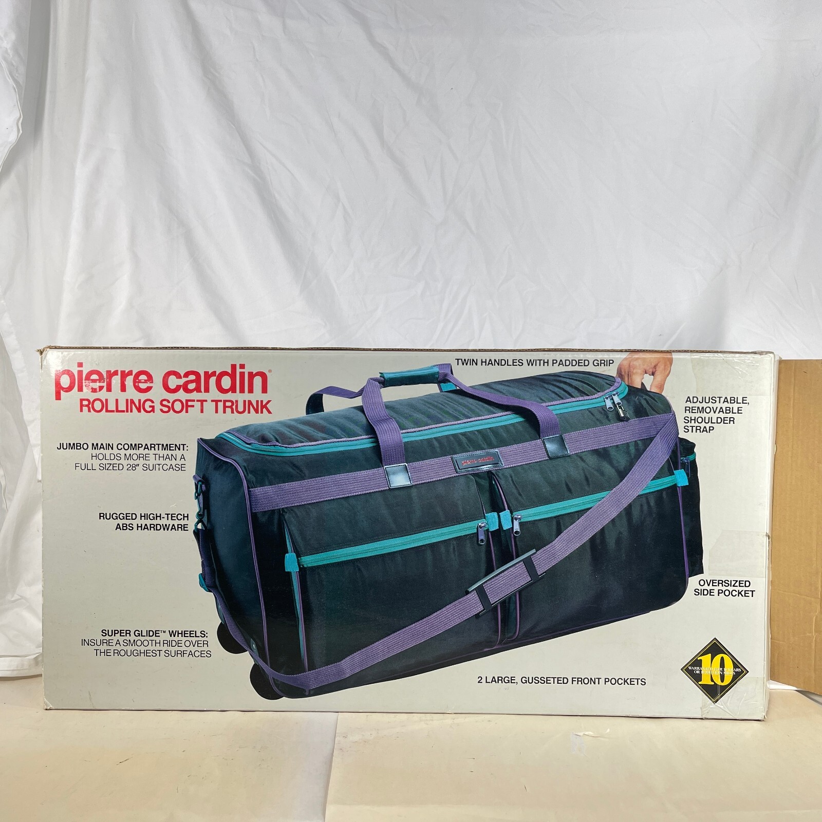vtg Pierre Cardin Rolling Soft Trunk 28″ x 14″ x 14″ Original Box 90s Luggage