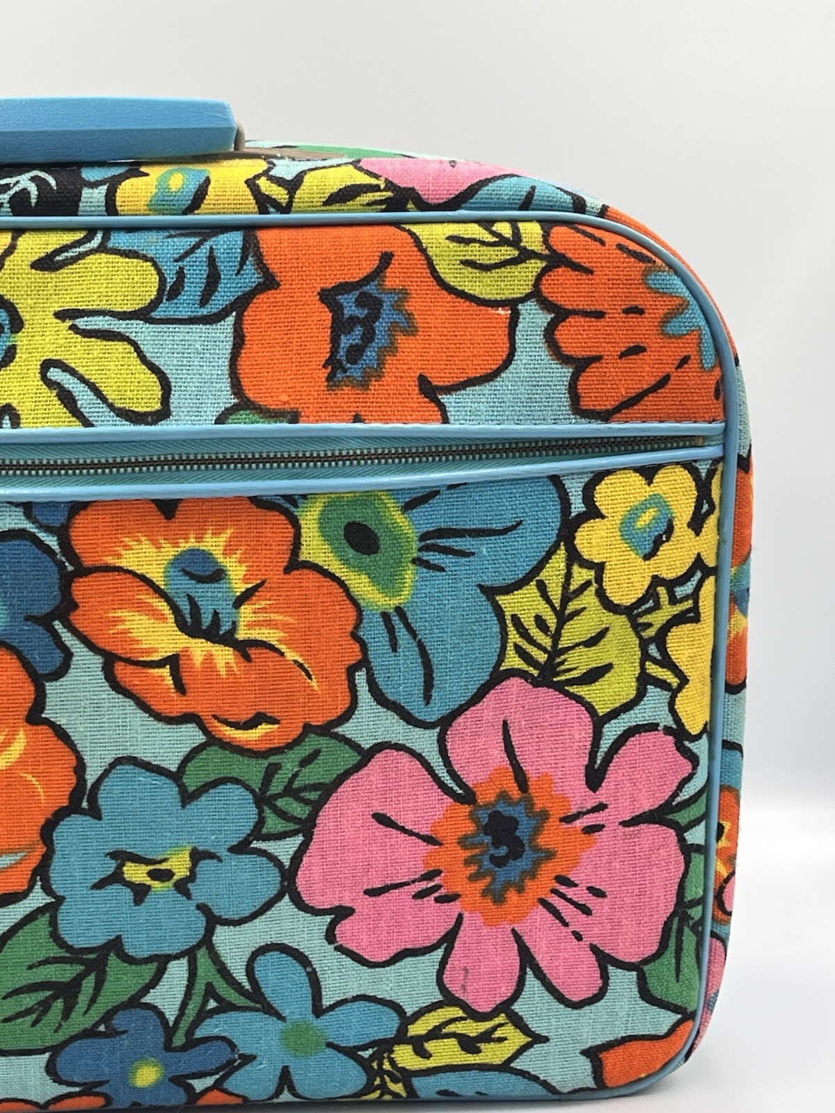 Retro Groovy Mod Flowers Suitcase Carry On Travel Hippie Boho MCM Canvas 1960’s