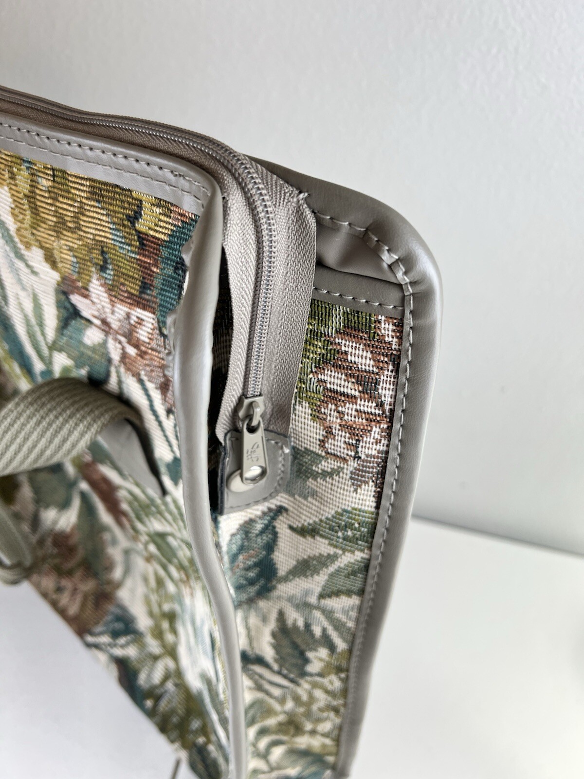 Diane von Furstenberg Vintage Gray Floral Tapestry Travel Bag Tote