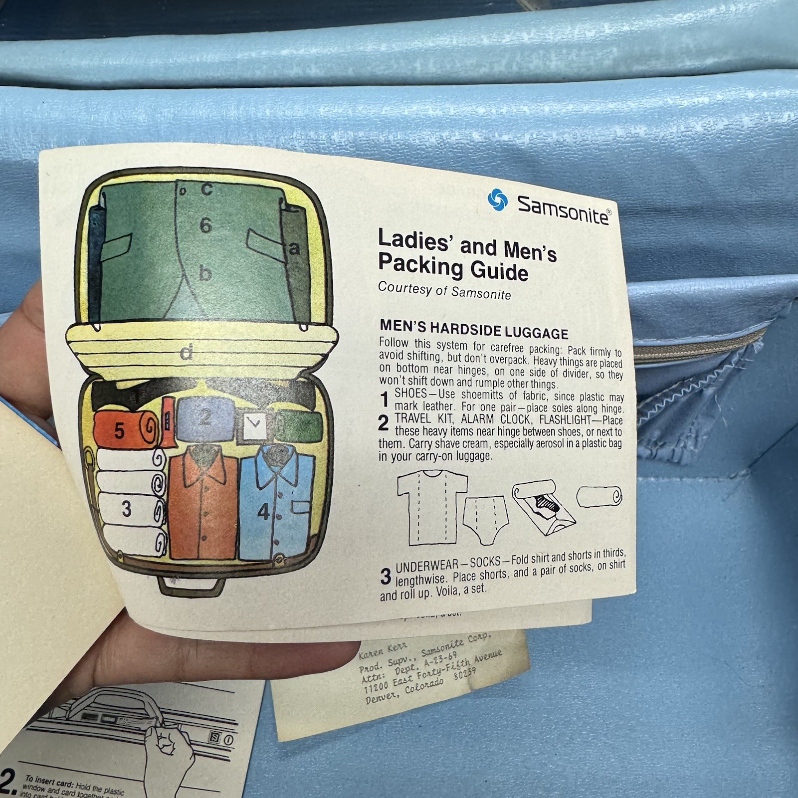 Vintage Sears Courier II Sky Blue Makeup Vanity Case with Keys, Tray, Manual