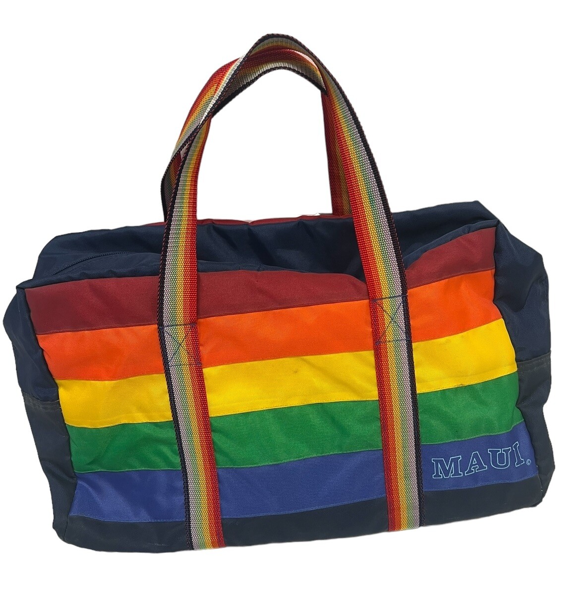 Vtg Maui Hawaii insulated Rainbow Tote Duffle Bag Pride Retro 80s Surf Vacation