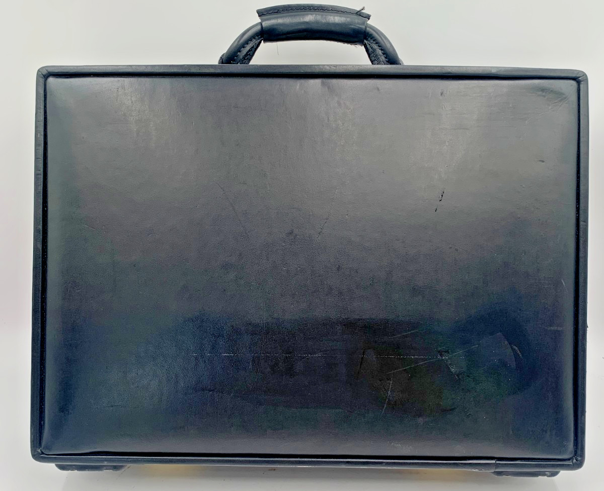Vintage Hartmann Luggage Natural Belting Leather 18″ Briefcase Made in USA Black