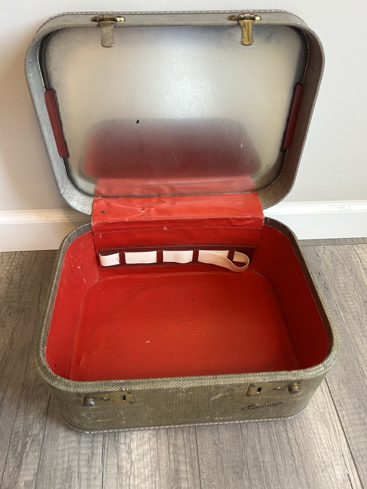 Vintage Envoy Train Case Tweed Makeup Cosmetic Travel Case Mid Century Retro MCM