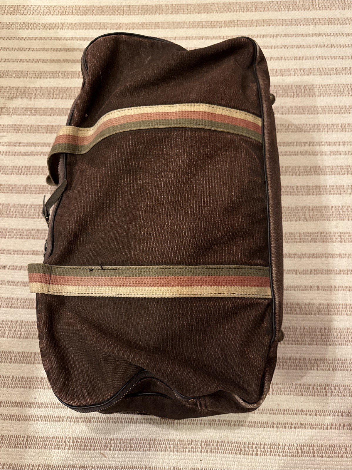 Vintage Boyt No Nonsense Luggage Triple Zip Bag Iowa Falls Brown Nice!
