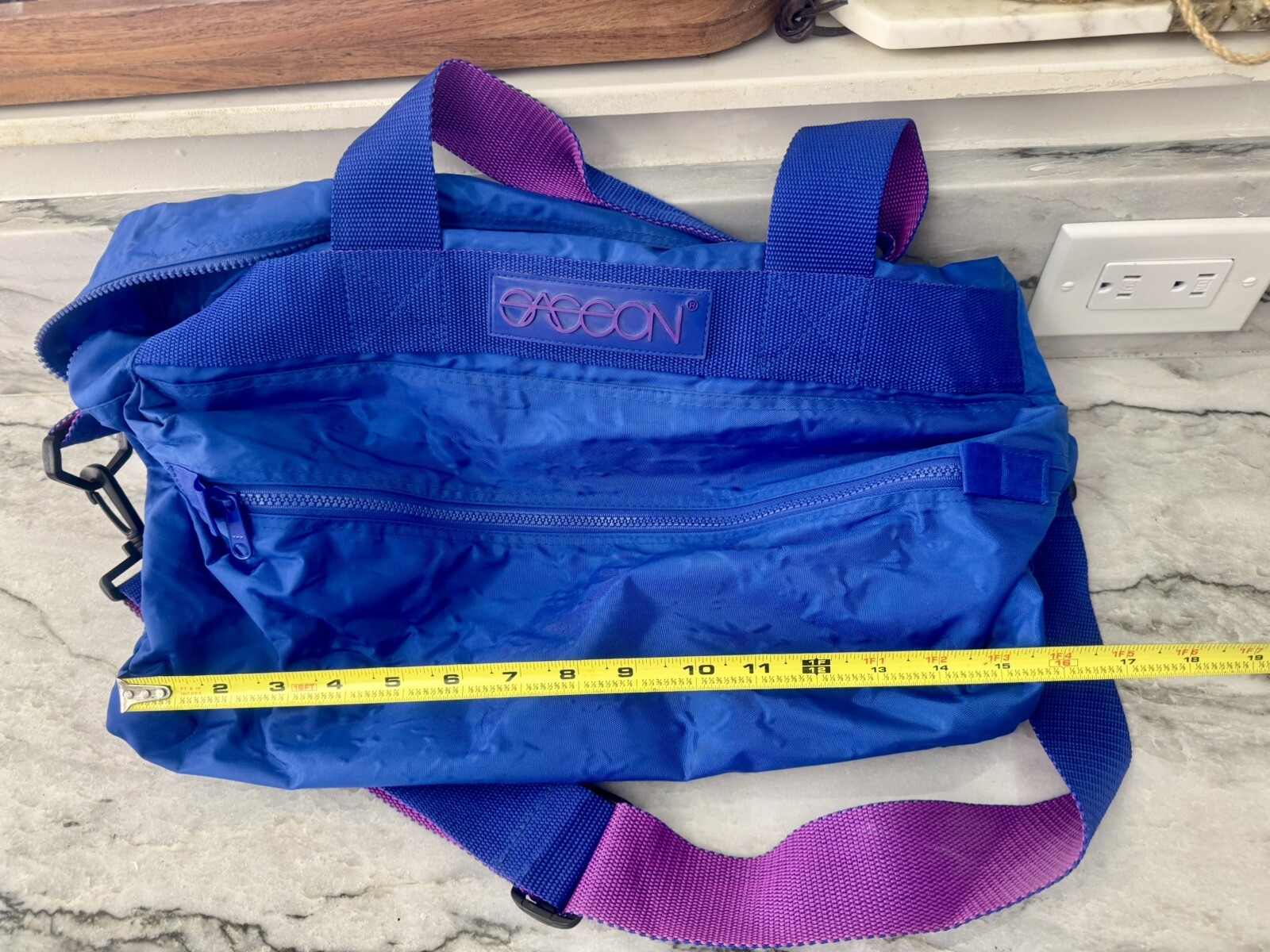 Vintage 80’s Sasson Blue Purple Travel Overnight Soft Duffle Overnight Bag