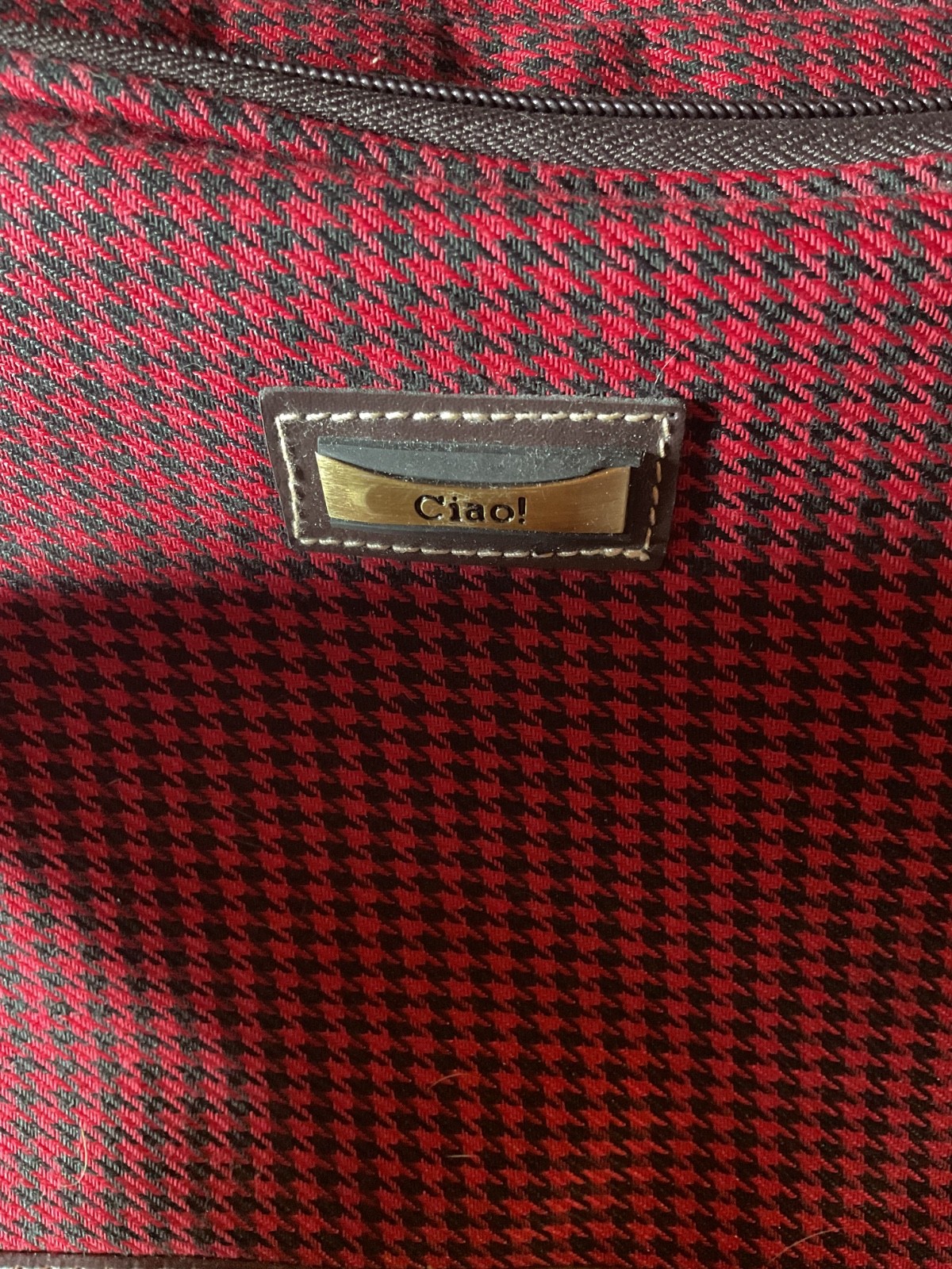 Vintage Black/Red 3 pc Ciao luggage Set Houndstooth