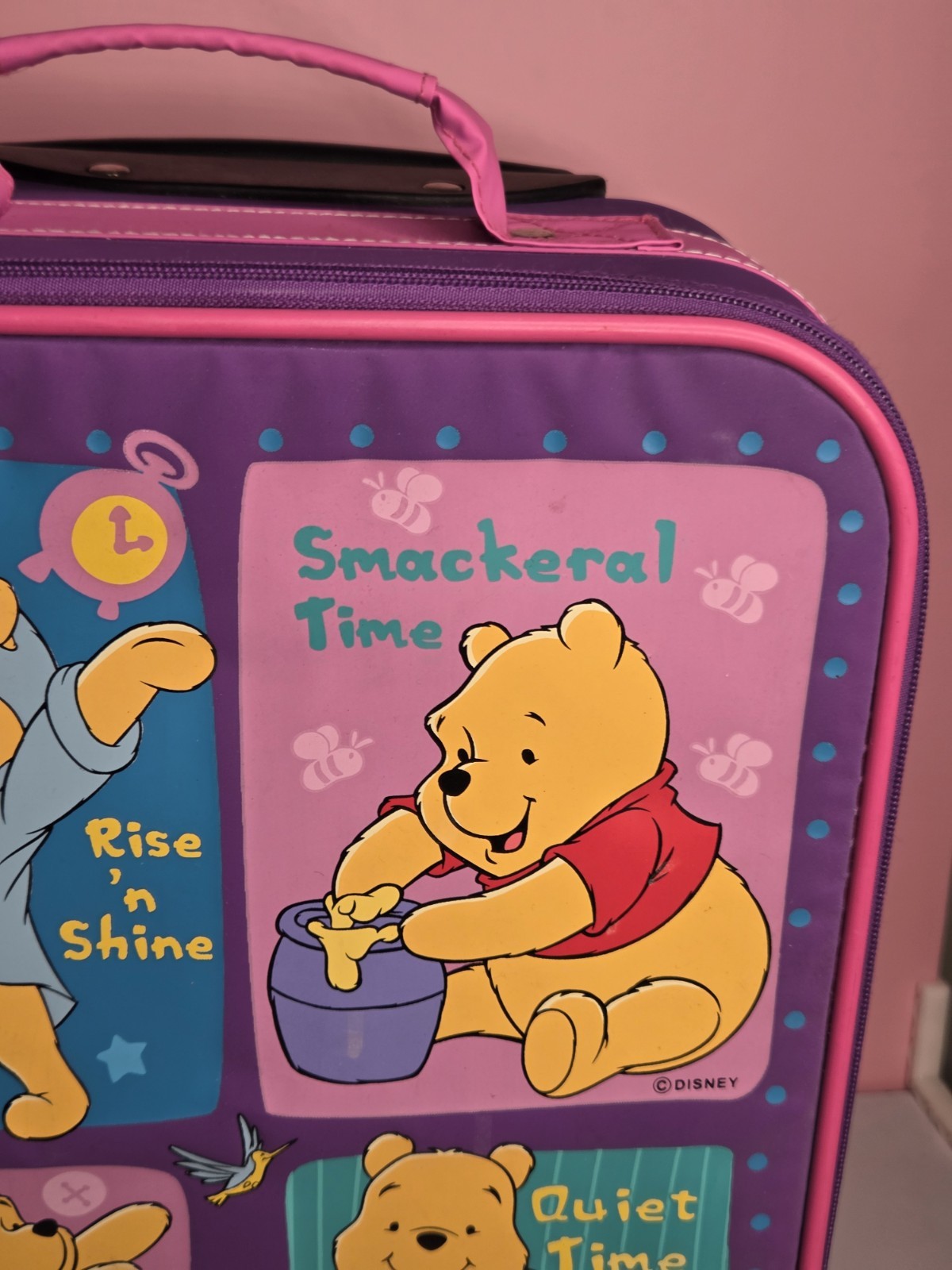 Rare Vintage 90’s Pyramid Disney Winnie The Pooh 15” Rolling Luggage Suitcase