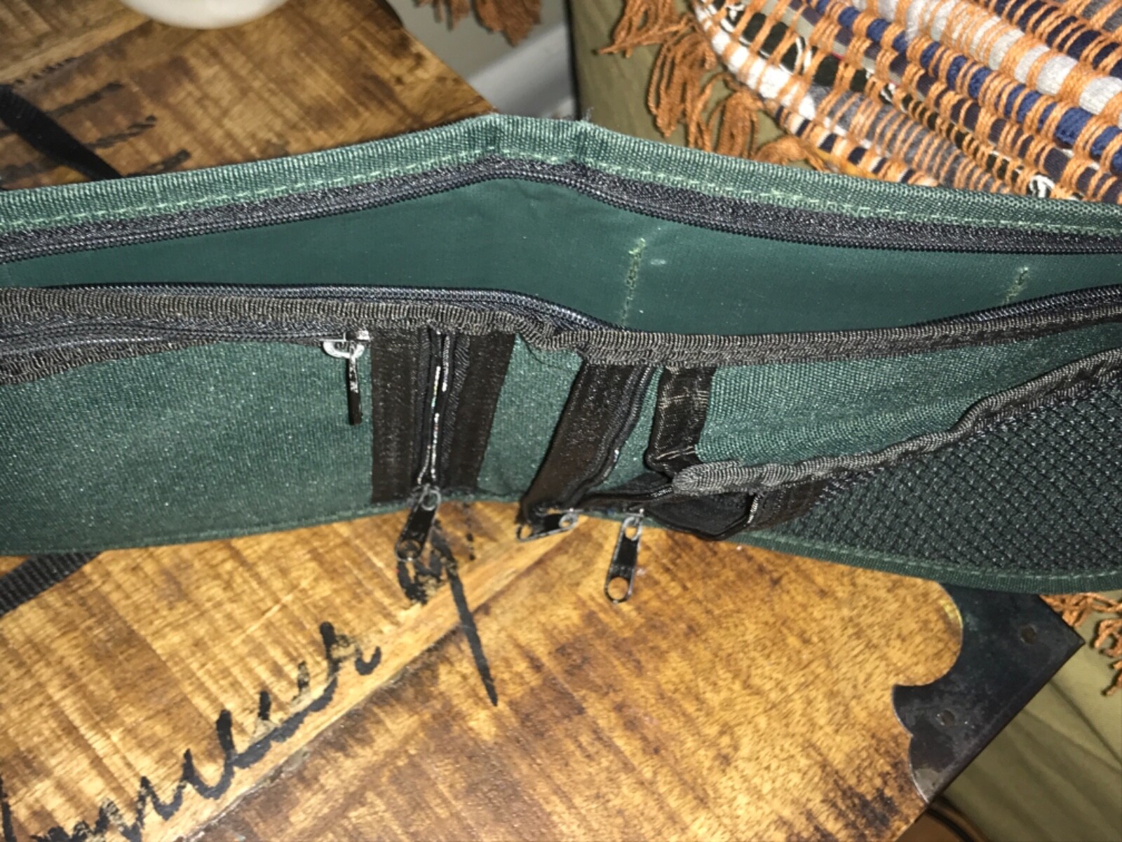 Vintage dark green fabric small shoulder crossbody belt travel bag