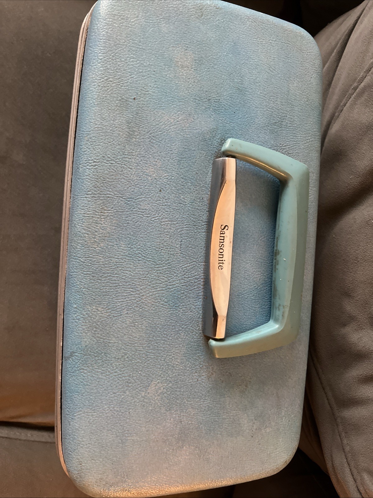 Vintage Turquoise Samsonite Silhouette Train Makeup/Vanity Case Luggage