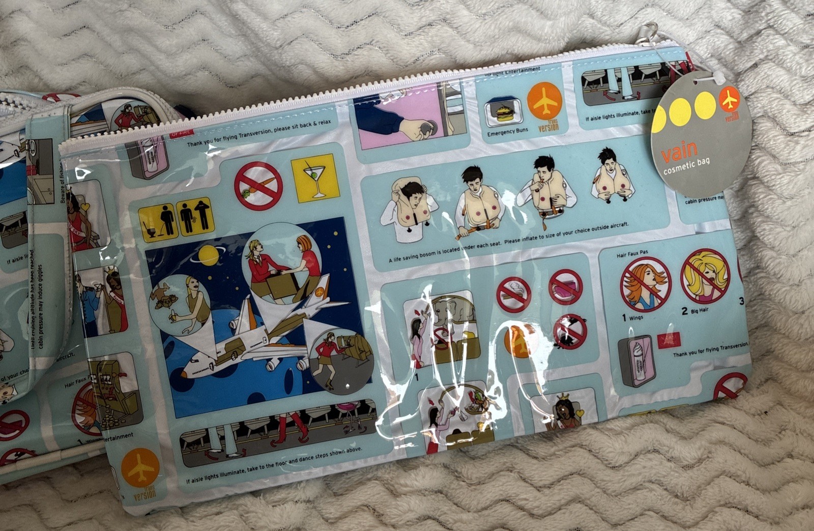 TransVersion~Vain~Travel Pouch Set~Retro Airline Print~(Lot of 2)~Vintage~NWT