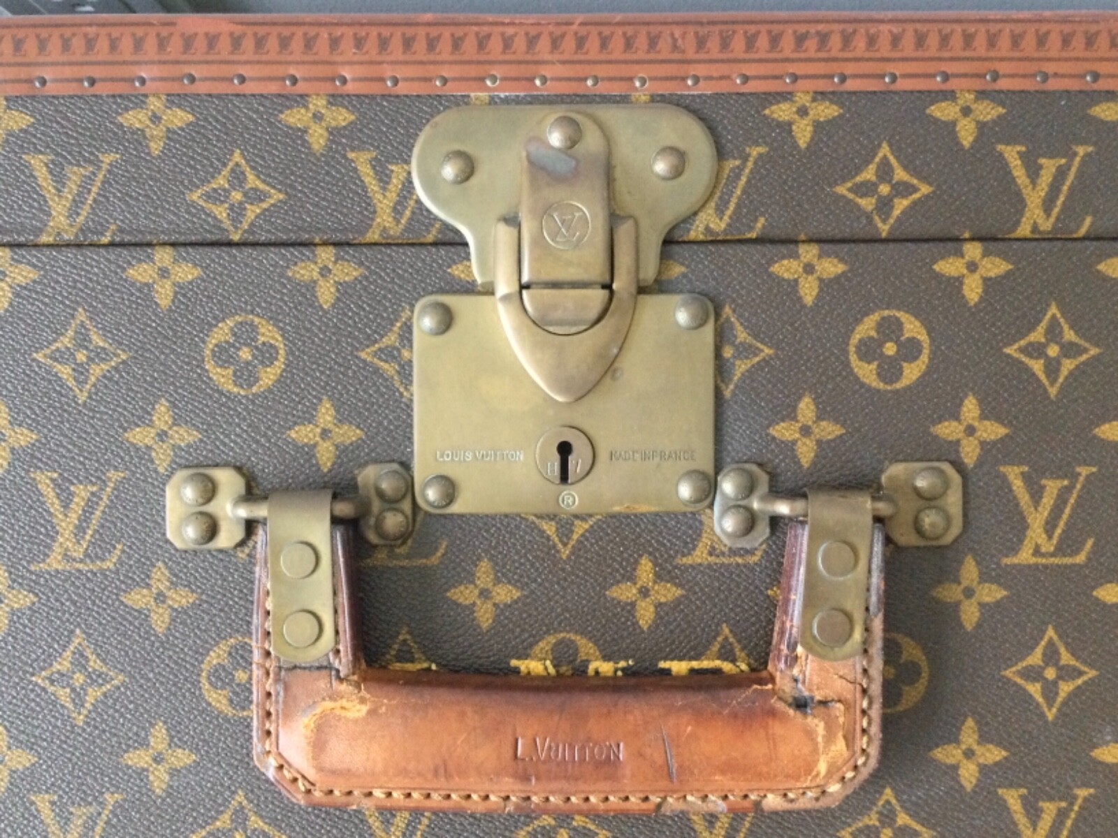 Vintage & Genuine Louis Vuitton Trunk Suitcases Brown Leather LV Logos 