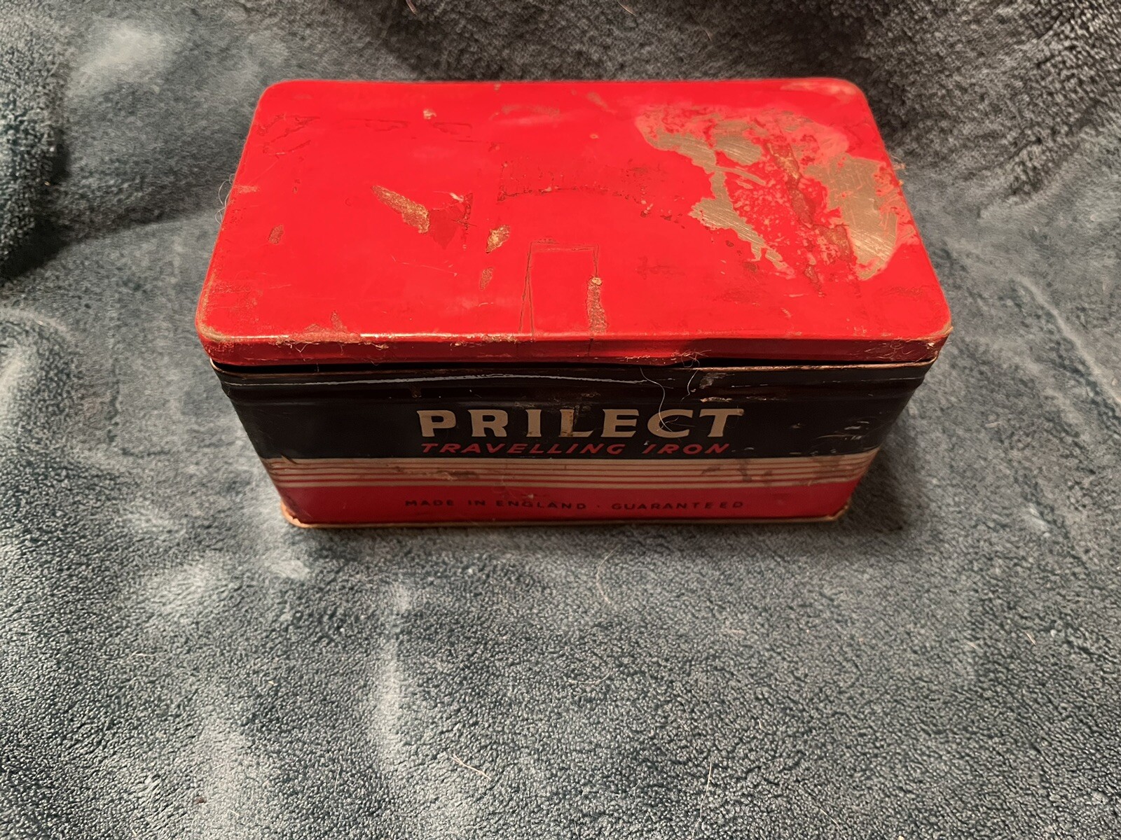 Vintage Prilect Traveling Iron & Metal Carry Case