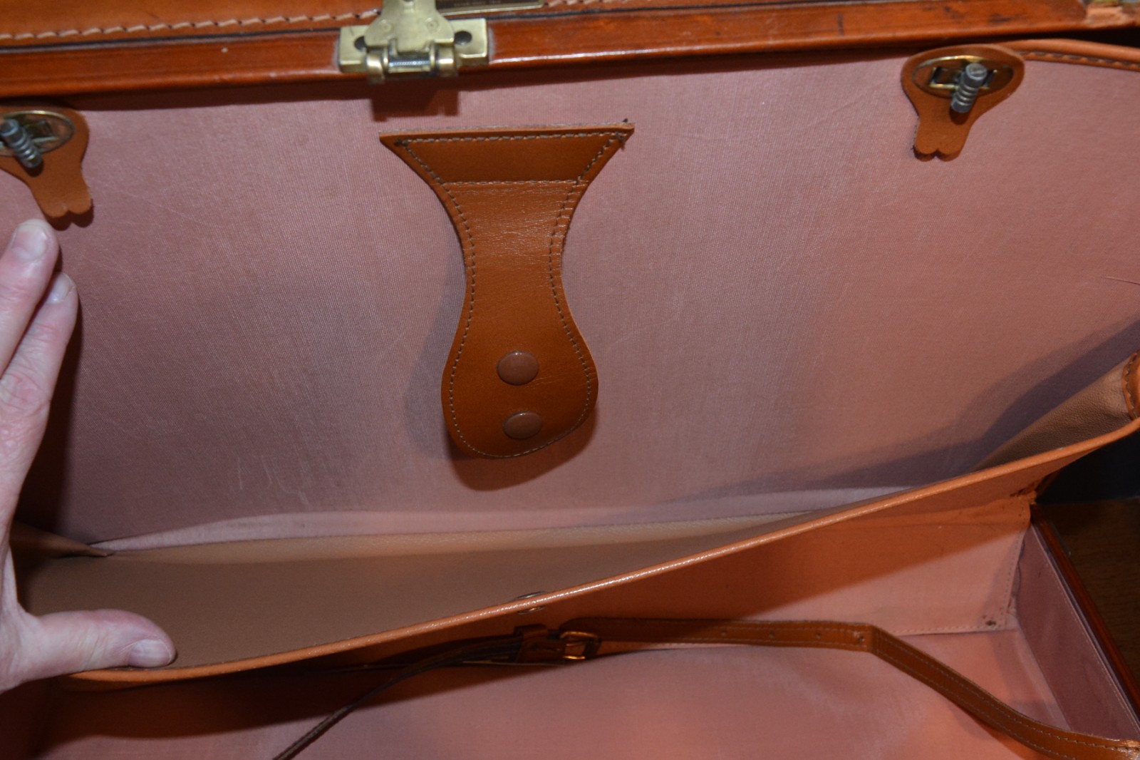 VTG BROOKS BROTHERS Suitcase Leather Tweed Brass CORBIN SESAMEE LOCK