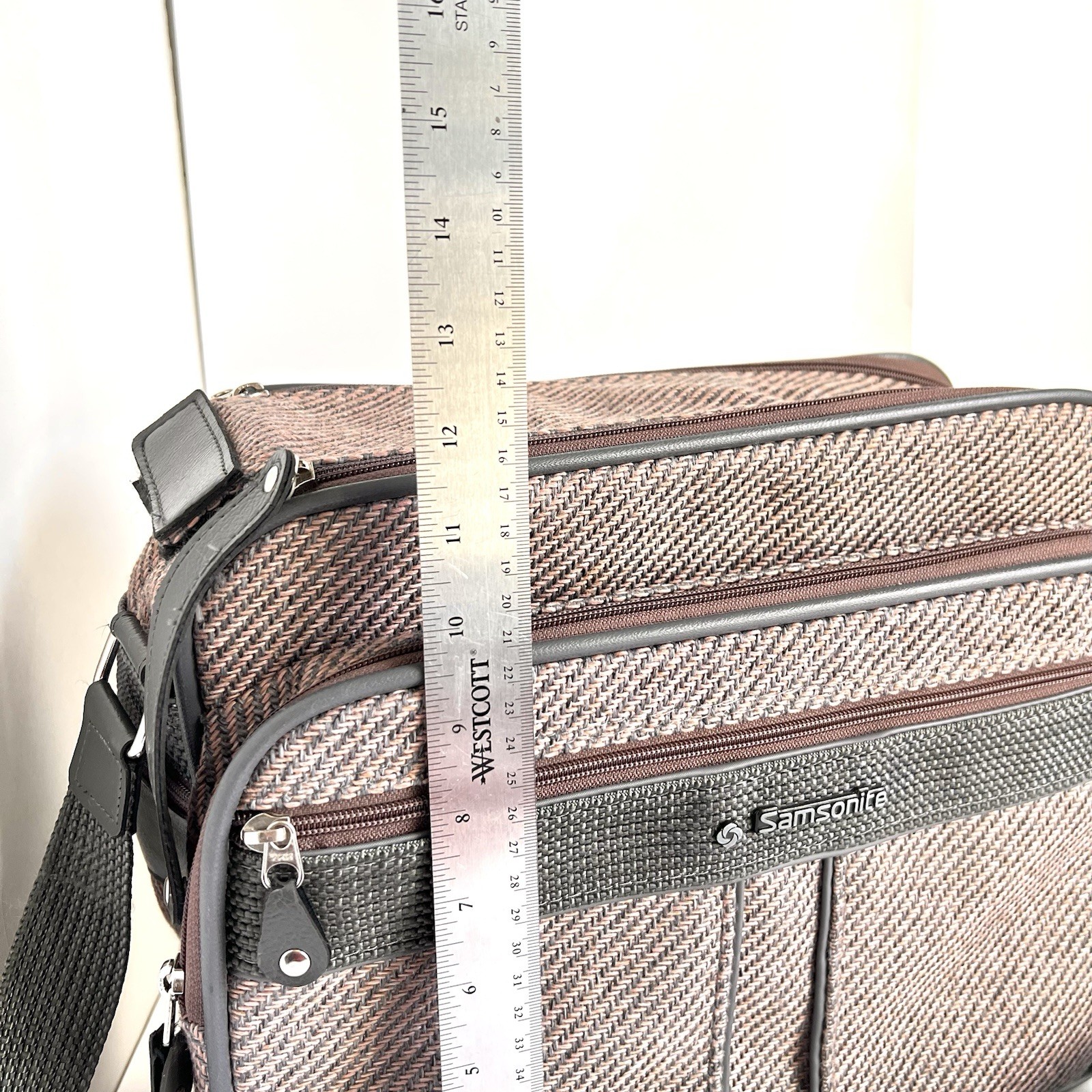 1987 Samsonite Silhouette 4 Luggage Travel Bag W/Strap Vintage Brown Tweed