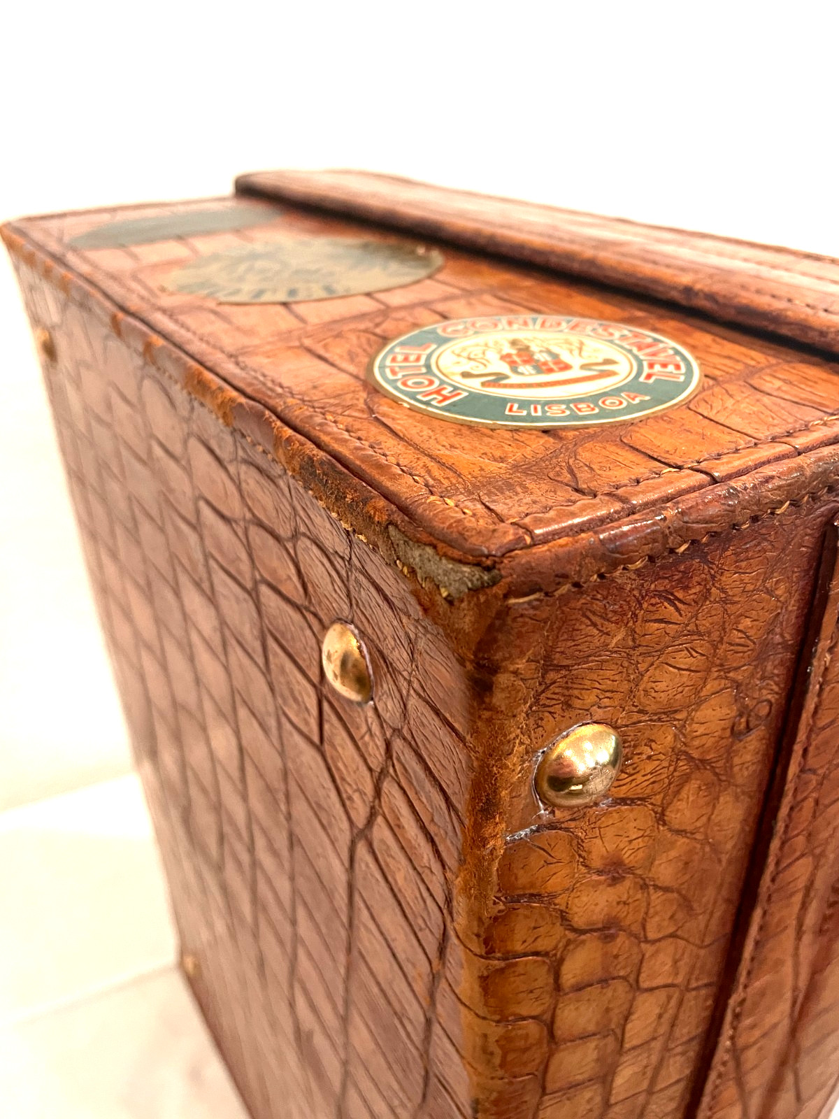 Rare Antique/Vintage Crocodile travel luggage by John Pound & Co, London