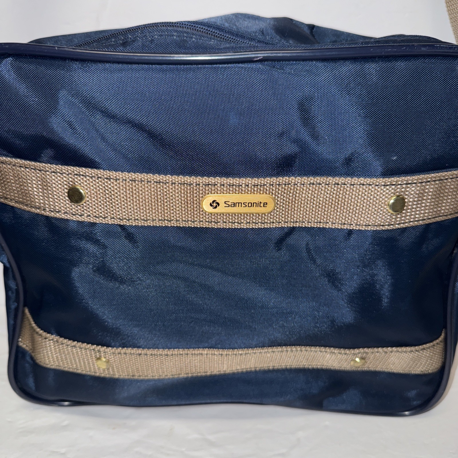 Vtg Samsonite Carrypak 78 Carry On Shoulder Messenger Bag Blue/Brown Pre Owned