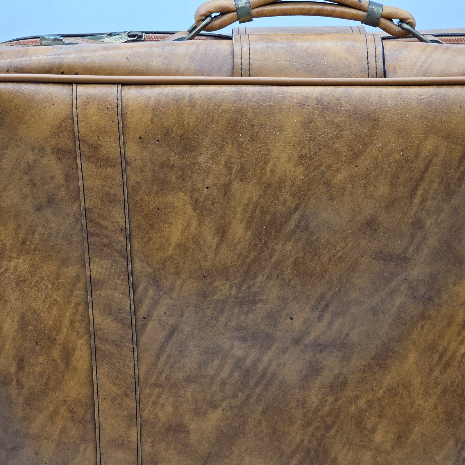 Vintage Scoville Brown Faux Leather Soft Suitcase with Buckle 26″