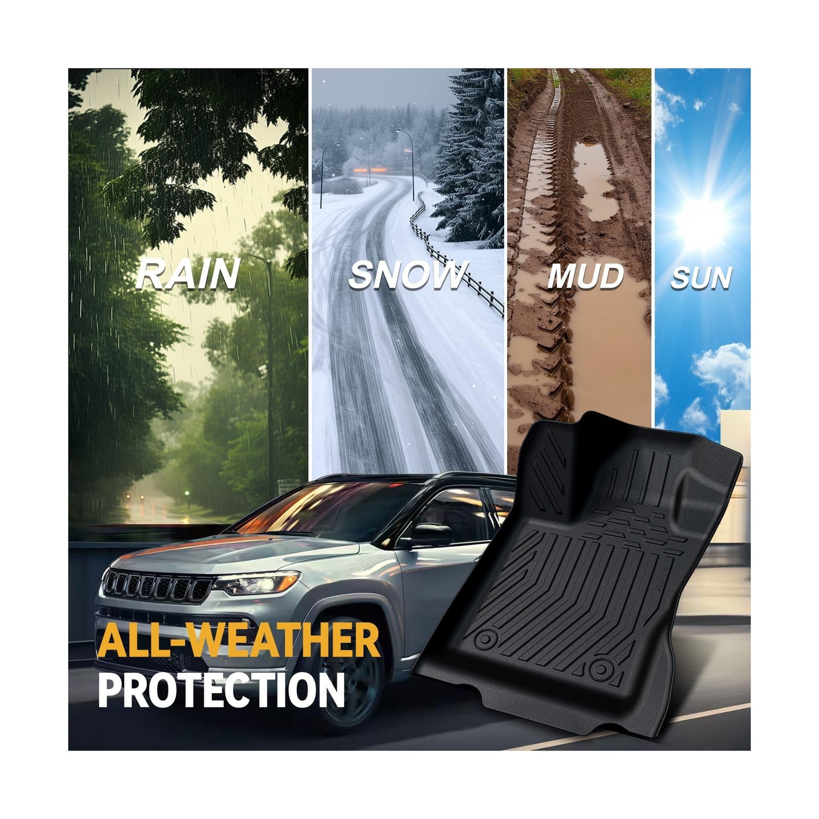 Floor Mats for Jeep Compass 2017-2025, All Weather Floor Mats Trunk Cargo Lin…