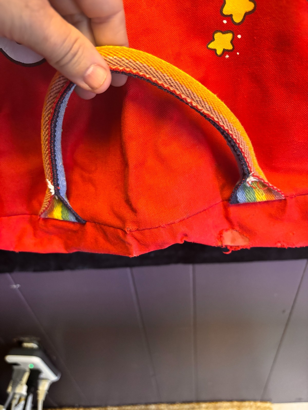 Red Vintage 1983 Care Bears Garment Bag Rainbow Handles 28″x17″