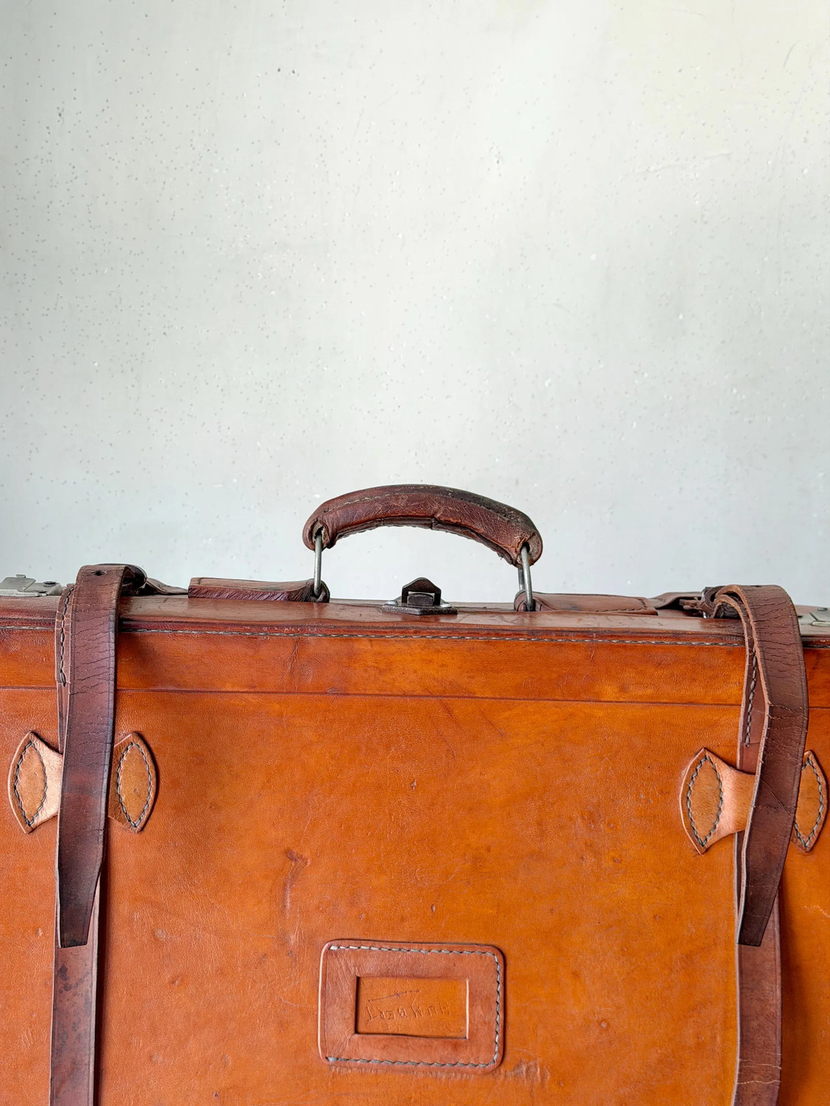 RARE Vintage French Leather Suitcase General Jacques Humbert Luggage WWII Milit