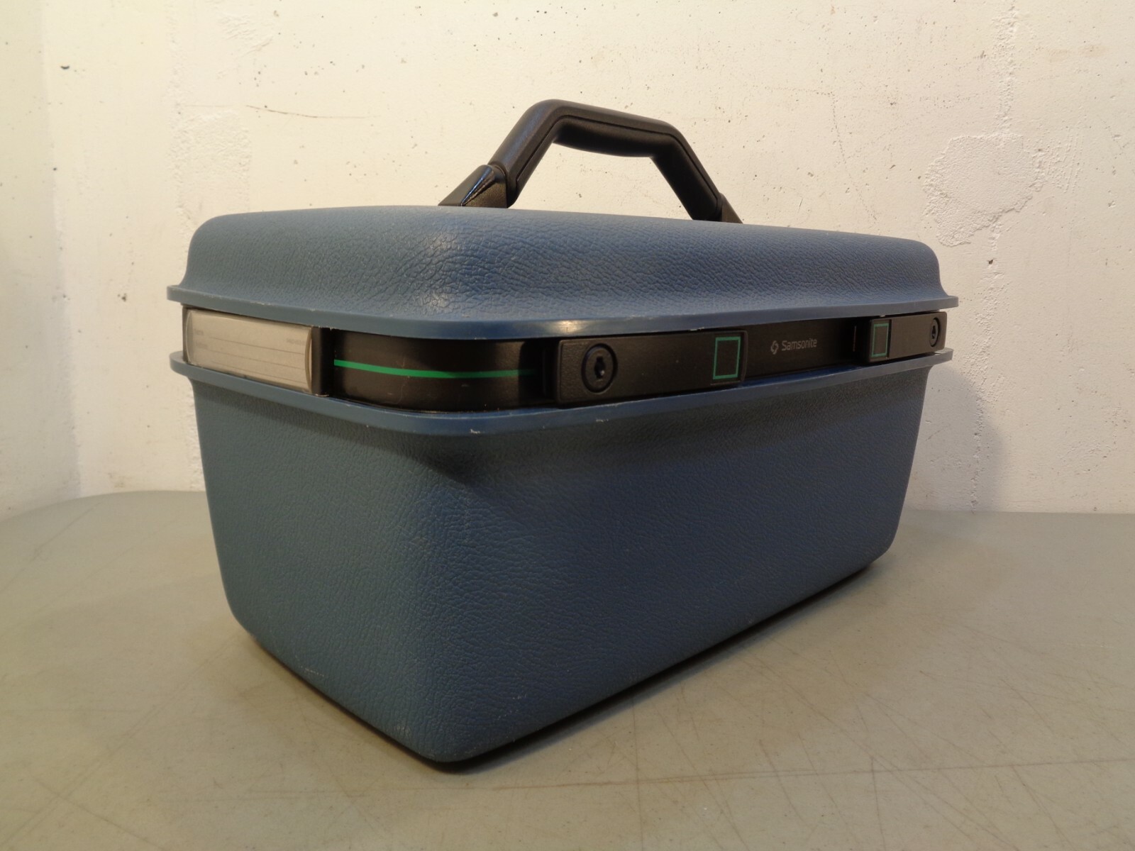 Vintage Samsonite Blue Train Makeup Case With Tray & Mirror Concord SLX Luggage