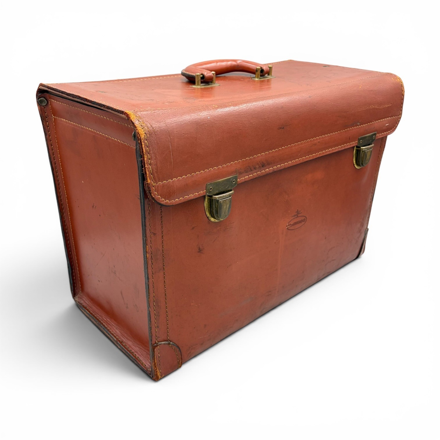 Vintage Nabisco Saleseman Cowhide Leather Suitcase, 2-Buckle 18x12x9 Nice!