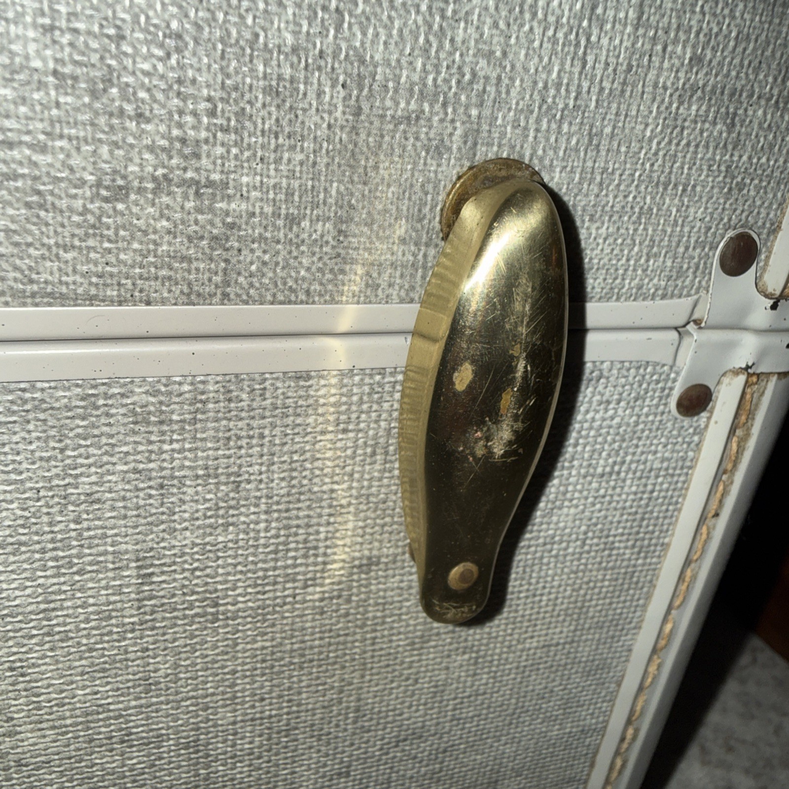 Vintage Samsonite Train Makeup Case Luggage 1950s Gray Tweed Latch Cover Missing