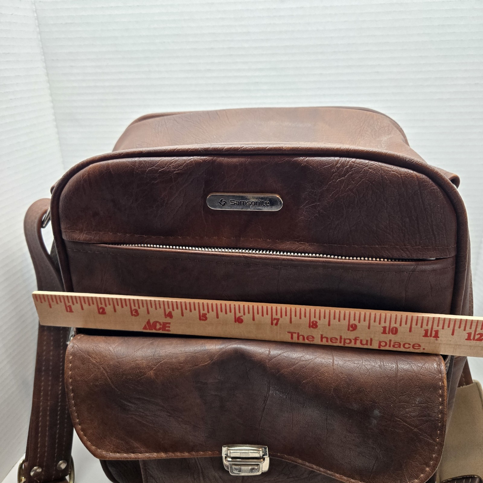 Vintage 70s Samsonite Sonora Shoulder Bag Carry-On Luggage Brown Leather 13x11x6
