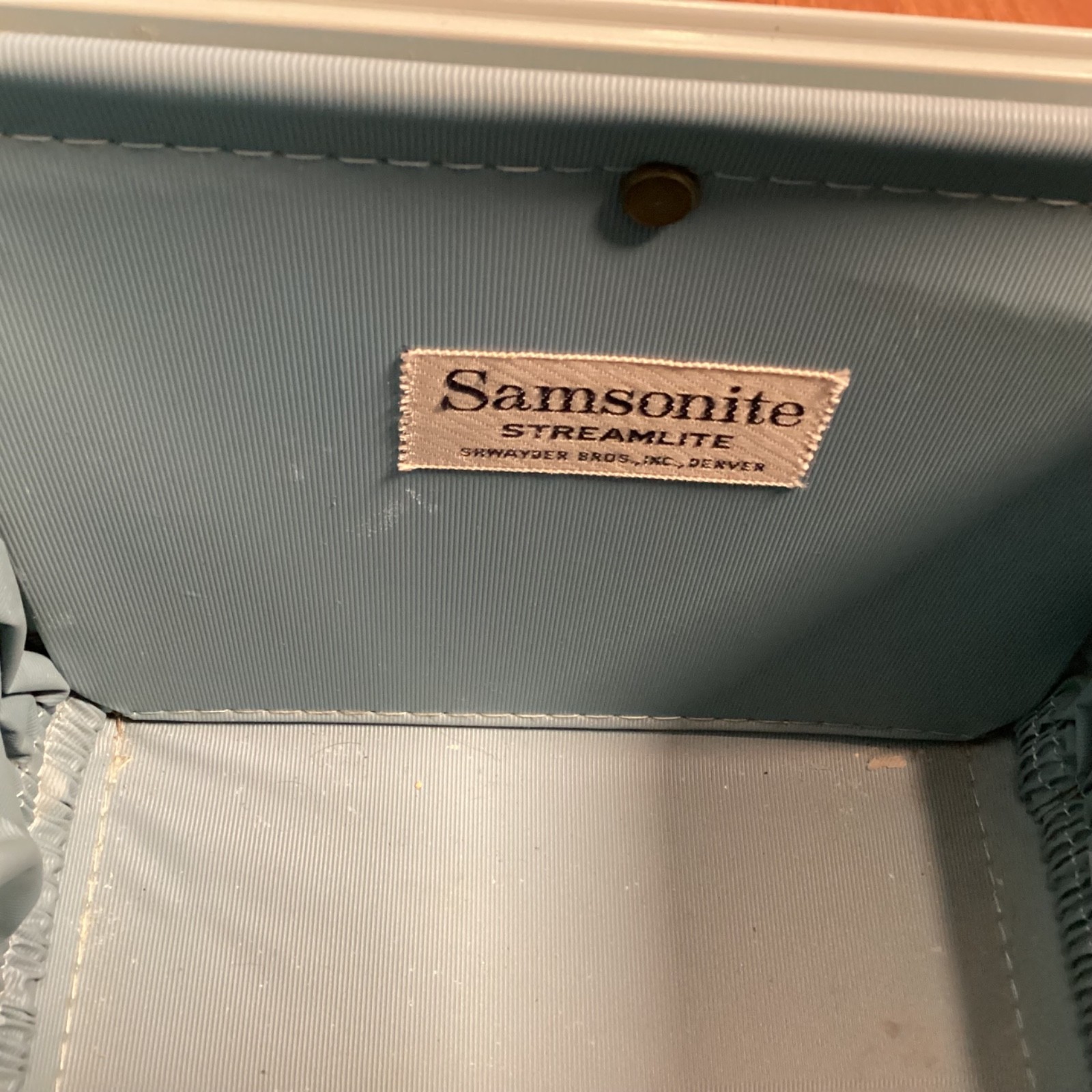 Vintage 1950s Samsonite Streamlite Blue Tweed Luggage 3 Piece Suitcase Set Keys