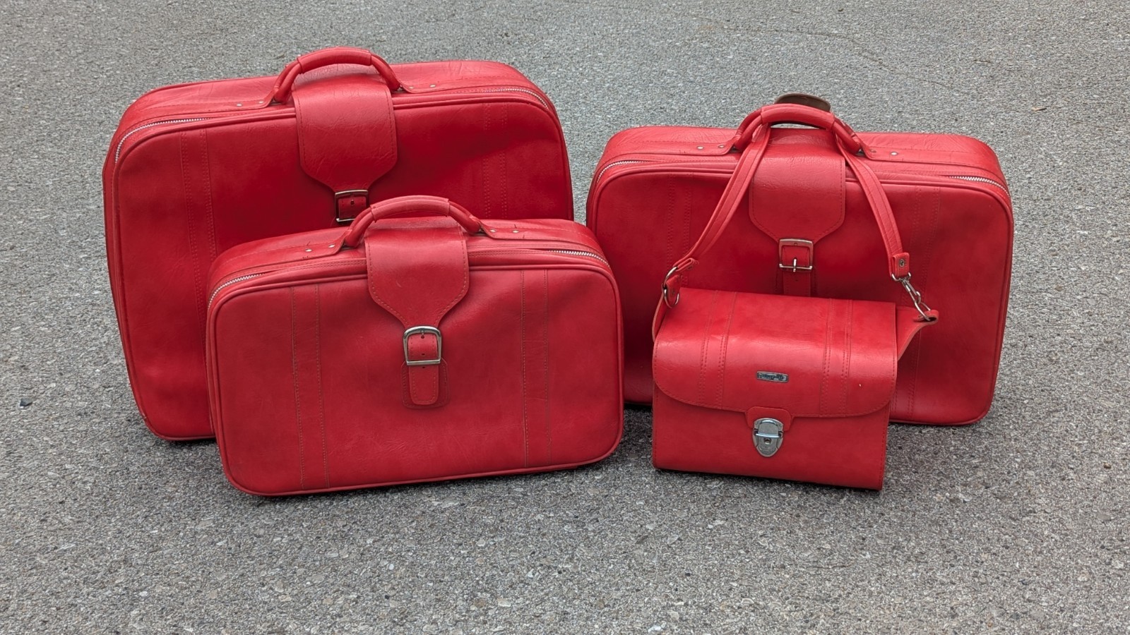 Vintage Hot Pink Salmon Samsonite Royal Traveler Traveller 4 Piece Case Luggage