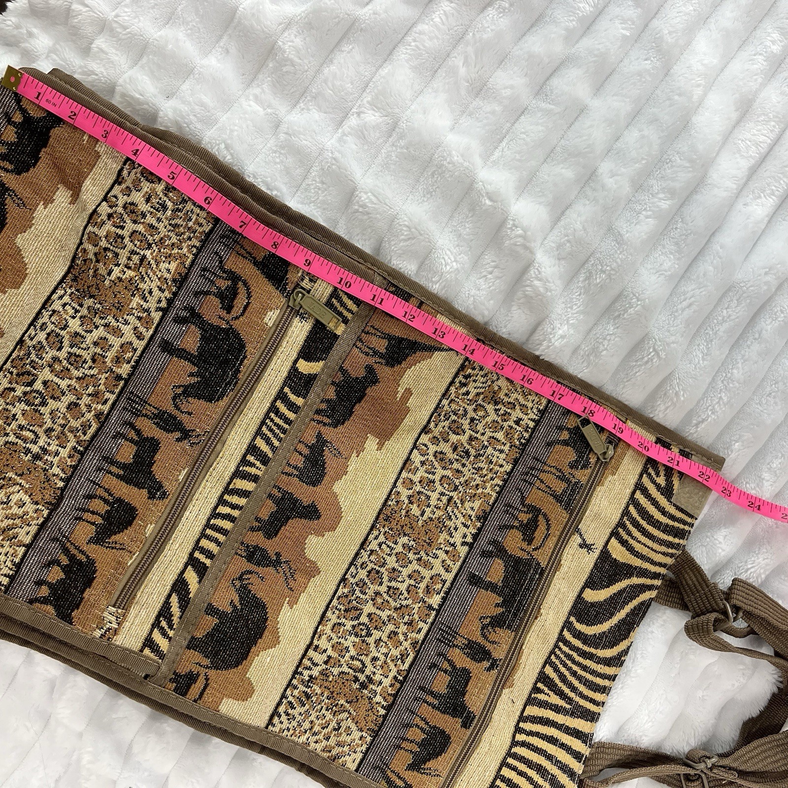 Vintage Jade Safari Print Tapestry Luggage Travel Bag Set Set Of 2 With Wheels