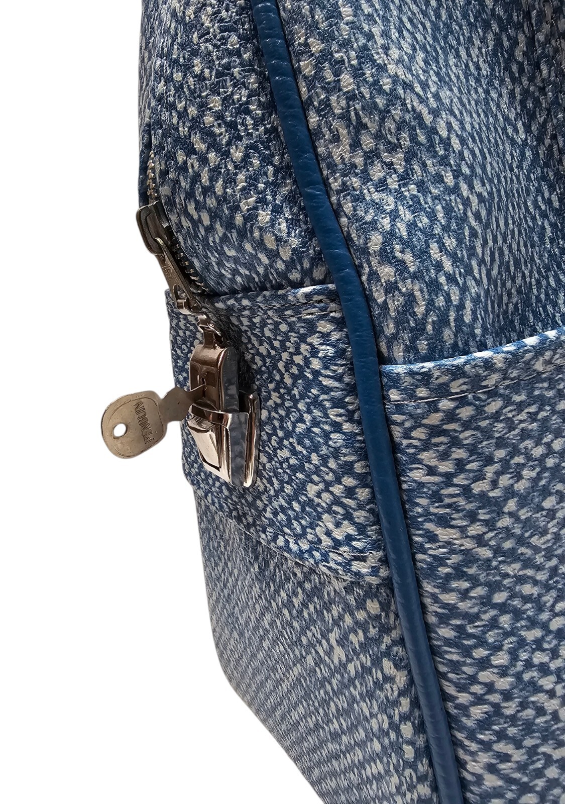Lady Baltimore Vintage Carry On Bag Luggage Blue Leather Travel Bag With Key